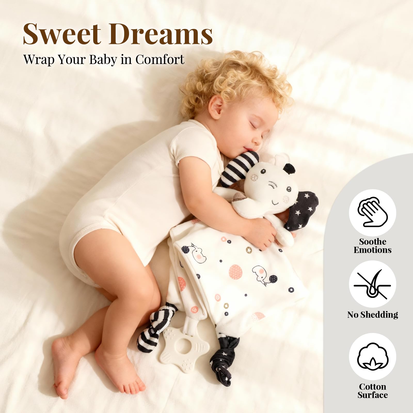 EAQ Baby Comforters Soft Baby Toys for Newborn Essentials Newborn Baby Gift for Girl&Boy -Black and White Sensory Toys (ELEPHANT) - Image 3