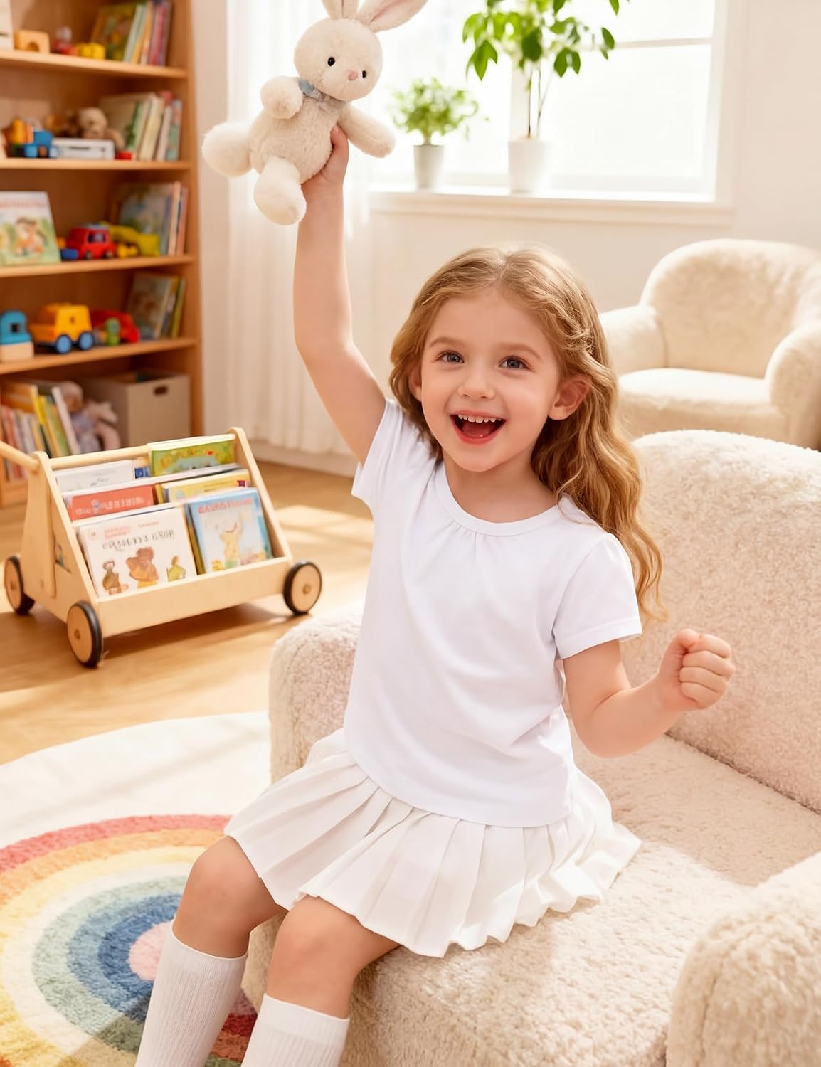 Toddler Girls Short Sleeve Shirts Baby Girl Pleated Crew Neck T-Shirt Cotton Tee Tops Size 18M-5T