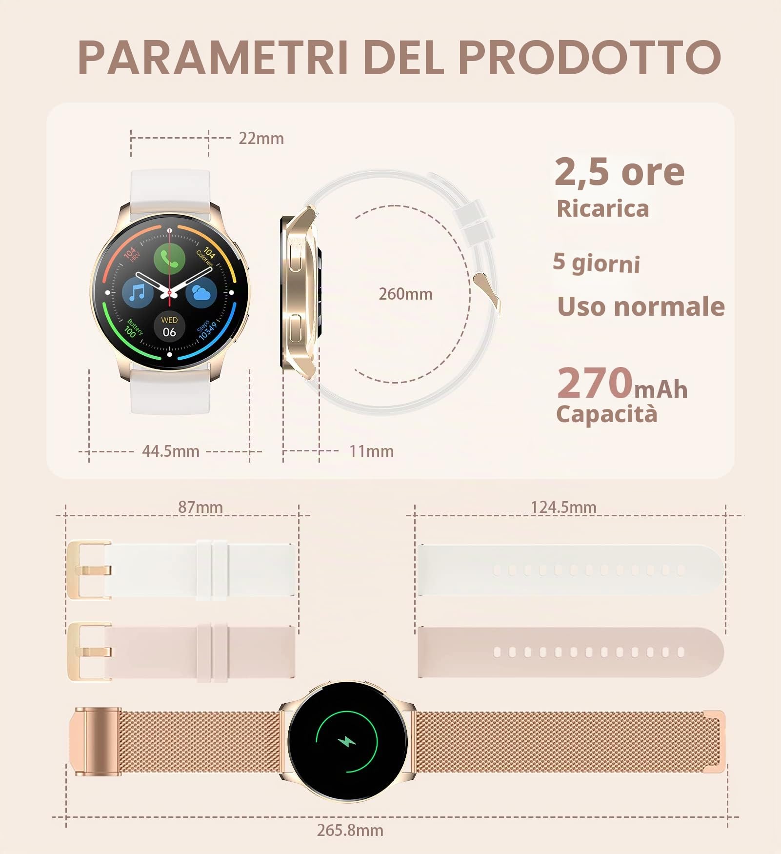 Iaret Smartwatch Donna Chiamate Bluetooth, Orologio Fitness 1.32" HD iOS Android Smart Watch con Assistente Vocale Notifiche Messaggi, 20 Modalità Sport Contapassi Cardiofrequenzimetro SpO2 Sonno