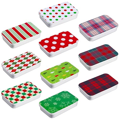 10 latas de menta de Navidad, latas de caramelo de menta, regalo divertido de caja de metal para regalos para adultos, niños y adolescentes (rústico)