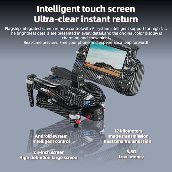 Drones with Camera for Adults 4k,7.2 Screen Remote Control,3-Axis Gimbal Stabilization,Auto Return,2 Batteries for 100-Min Max Flight Time,Carbon Fiber (Grey)