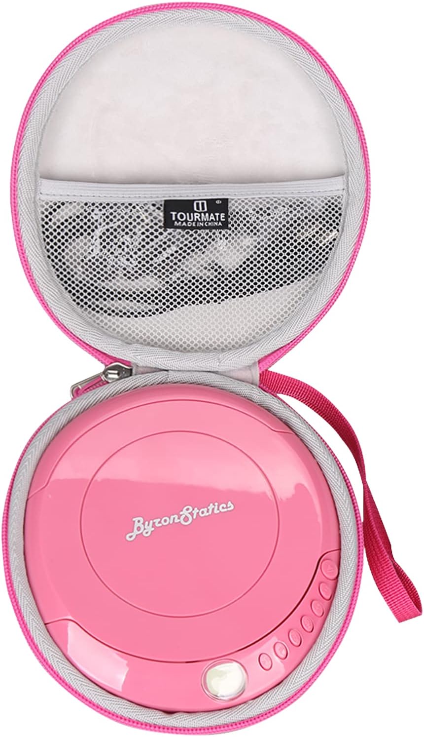 Pink Carrying Case for ByronStatics, GPX, Arafuna, MEGATEK, and Deluxe Portable CD Players – Travel Storage Holder (Case Only)