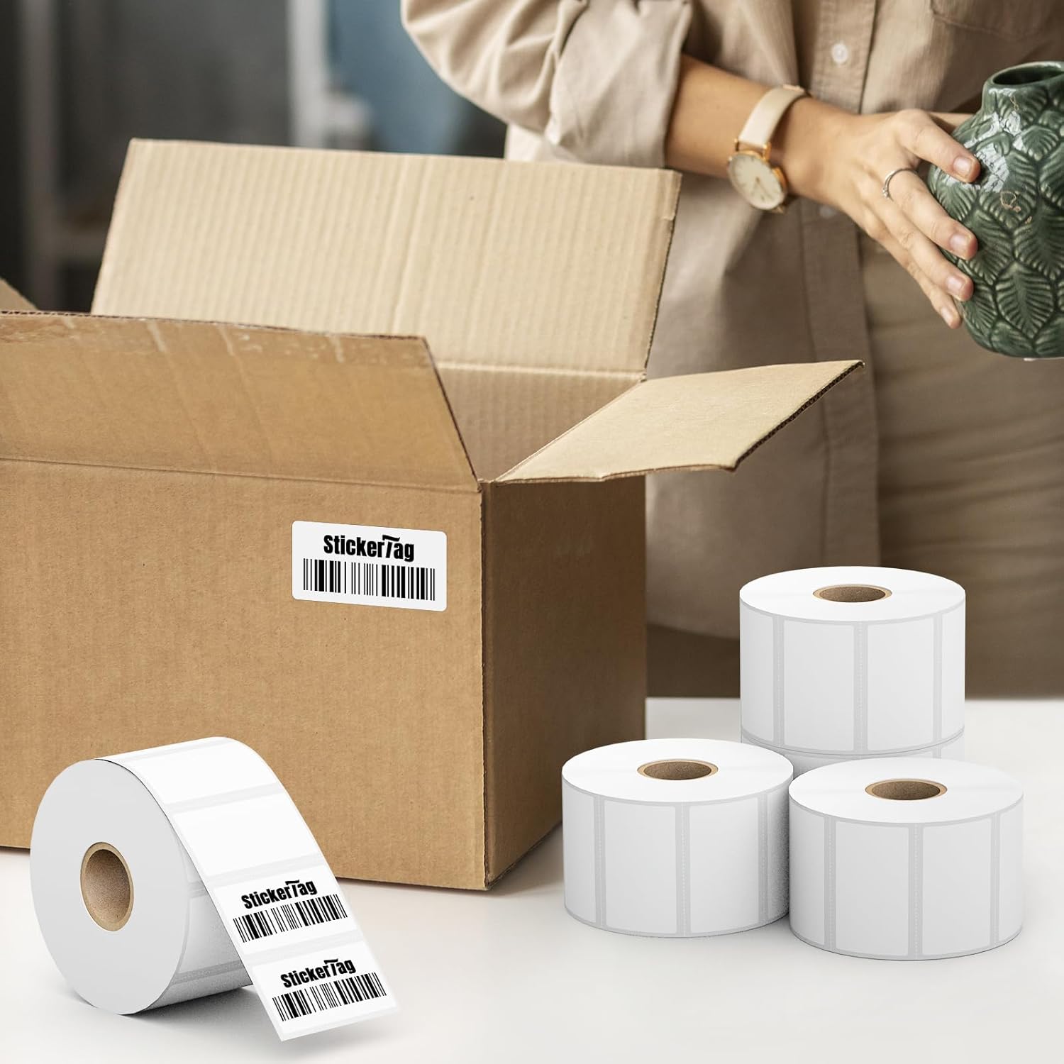 24 Rolls 2" x 1" Direct Thermal Labels, Shipping Labels Compatible with Zebra & Rollo Label Printers for Mailing Postage Address Barcode (1300 Labels/Roll)