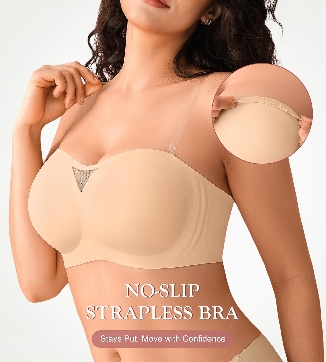 DEANGELMON Strapless Jelly Bras for Women Push Up Wireless Seamless Non Slip Bandeau Bra Womens Supportive Padded Tube Bra thumbnail