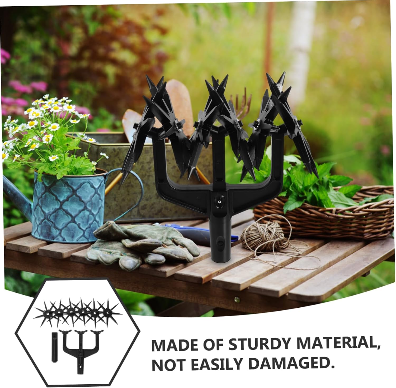 ORFOFE 1set Rotary Cultivator Tool for Garden Mixing Heavy Duty Hand Held Weeder and Aerator Ergonomic Handle Lightweight Design for Easy Handling and Plant Growth
