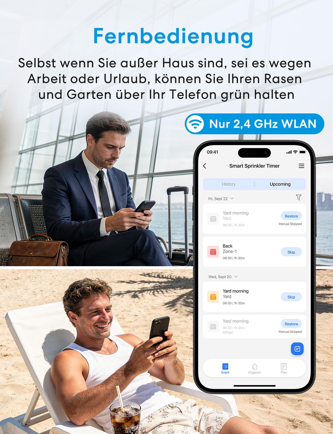 Meross Bewässerungscomputer WLAN 2 Ausgänge MST200, Automatische Bewässerung & Fernsteuerung, Regenverzögerung & Wasserverbrauchsmonitor, kompatibel mit Apple Home, Alexa & Google Home, Grün, 2.4GHz