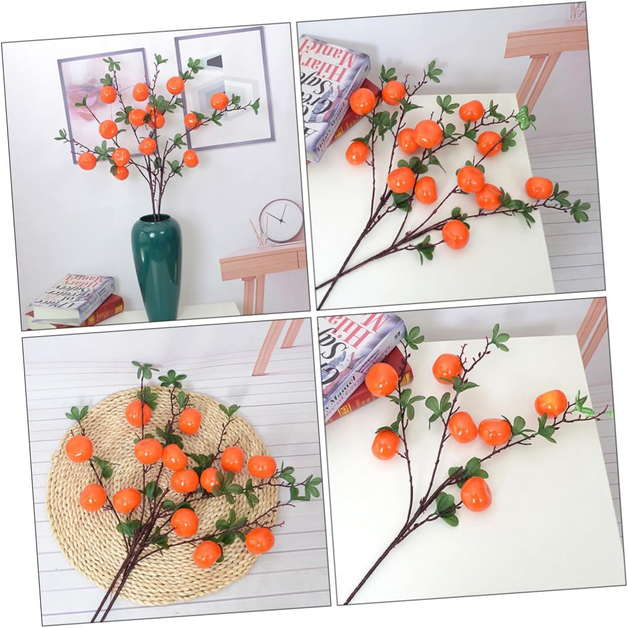 Lifelike Artificial Orange Branch with 7 Simulation Oranges Faux Fruit Decoration for Living Room Table Centerpiece Home Décor