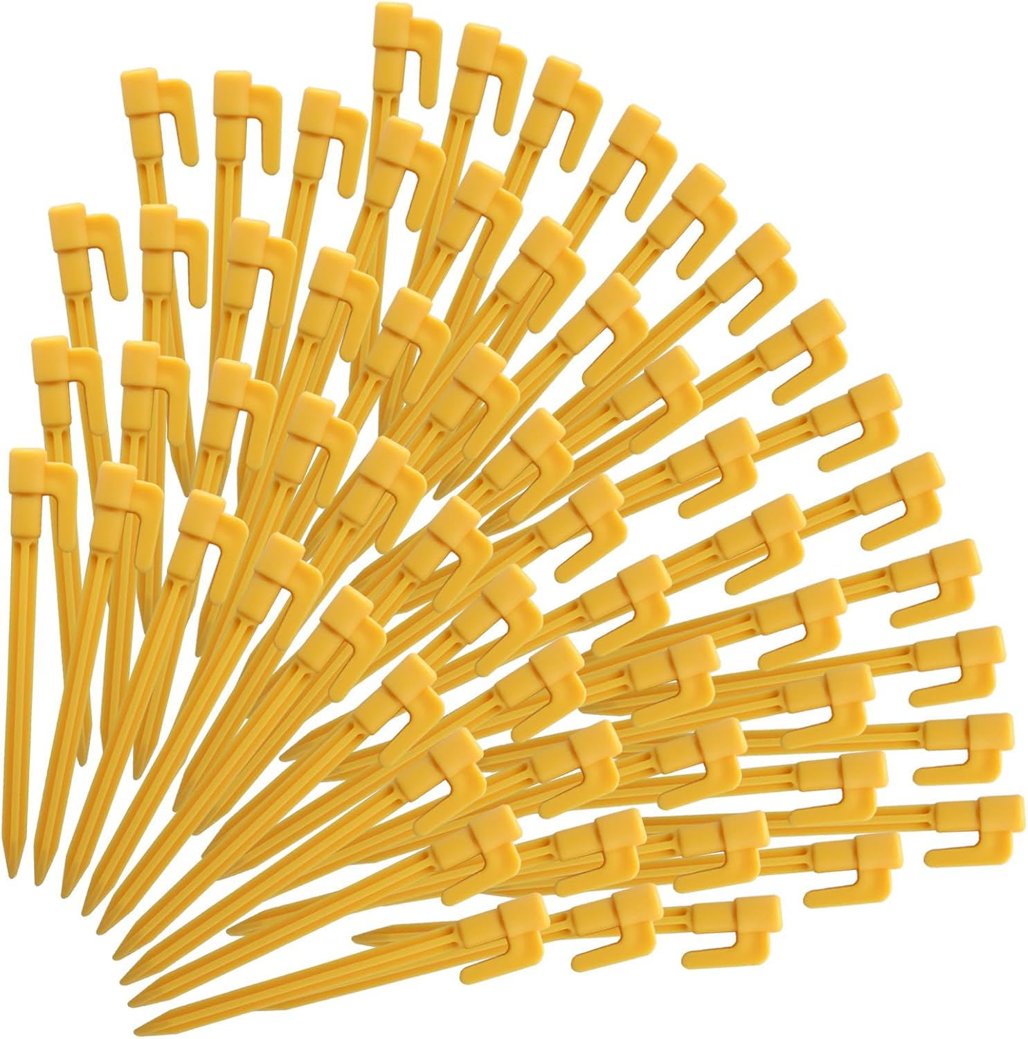 60 Pack Plastic Tent Stakes 5.7 Inch Heavy Duty Landscape Pegs, Durable Plastic Tent Stakes for Camping, Gardening, Beach, Backpacking & Outdoor Activities (Yellow)