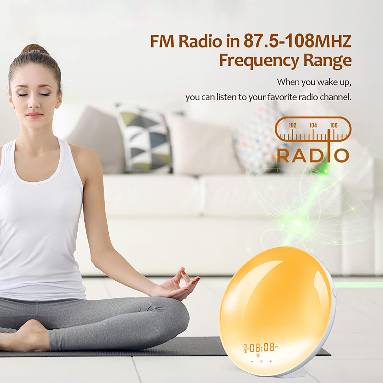 Reloj Despertador Amanecer, Luz Despertadora con Simulación De Amanecer, Radio FM, Alarmas Dobles y Ayuda para Dormir Snooze, Máquina De Sonidos De Ruido Blanco para Dormir Pesado