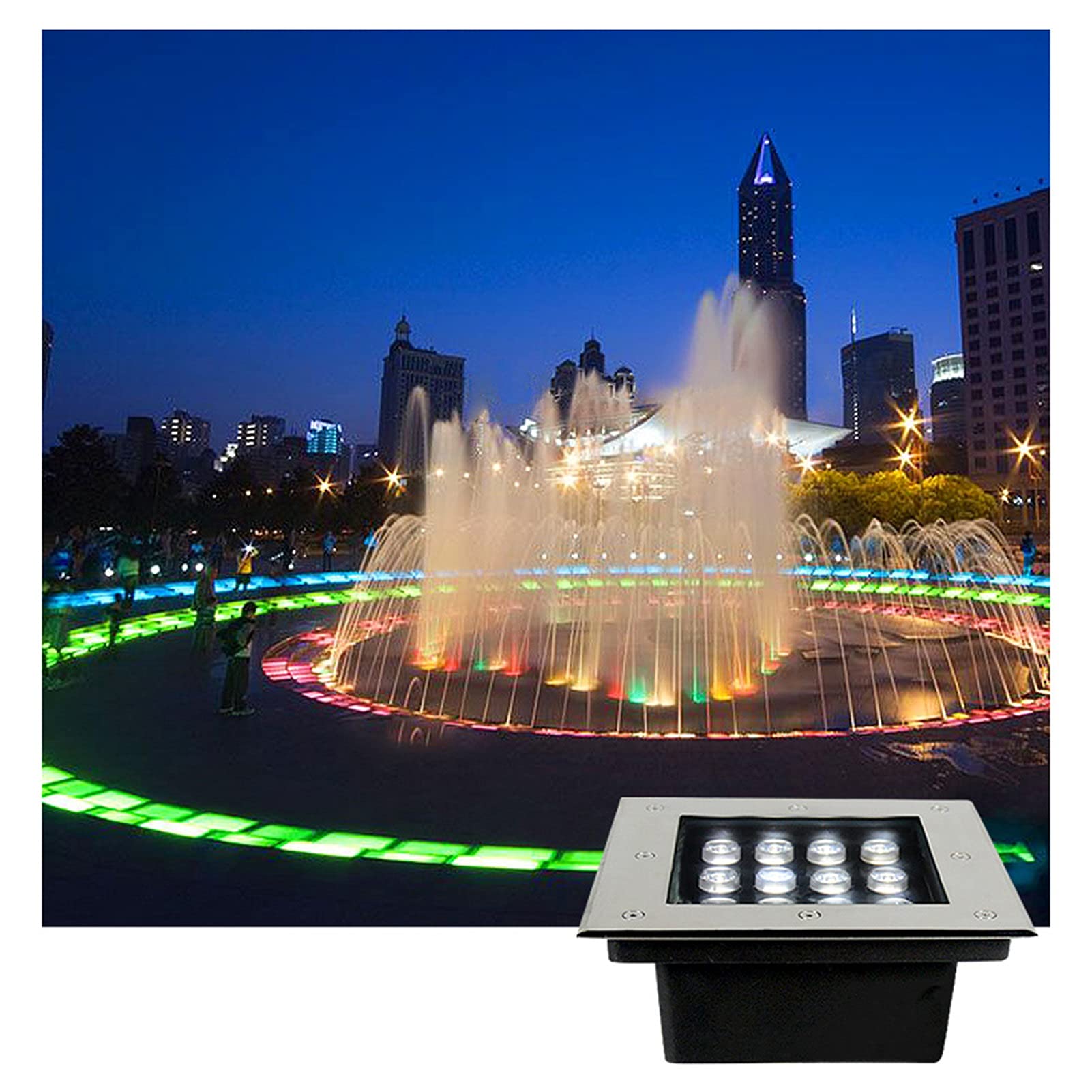 Carré Lumière Souterraine À LED Spot Encastrable Exterieur IP67 Étanche Lumières De Paysage pour Jardin Terrasse Trottoir Éclairage Paysager AC85-265V (Color : Warm White, Size : 9W)