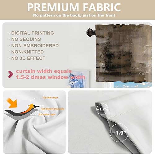 Miniatura 30 de Cenefas de cocina modernas con patrón de cobre marrón dorado para ventanas, cenefas opacas abstractas de marcas de arañazos y cortinas opacas