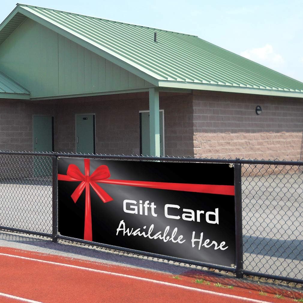 Vinyl Banner Multiple Sizes Gift Card Available Here Business B Business Outdoor Weatherproof Industrial Yard Signs Black 4 Grommets 24x48Inches