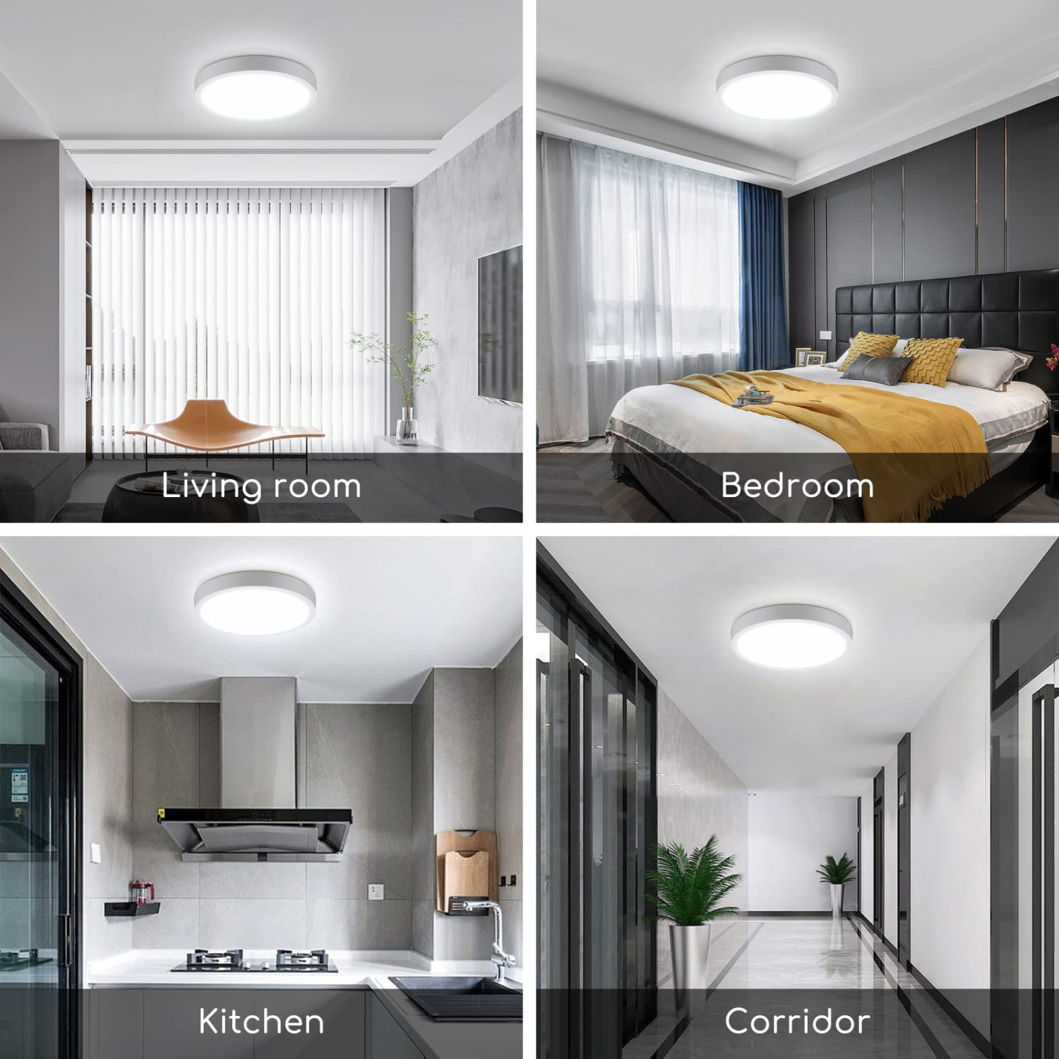 Aigostar Lampara de Techo LED 24W Ø285mm Plafon LED Techo 2700LM Luz blanco fria 6500K para Sala de Estar,Dormitorio,Cocina,Pasillo,Balcón