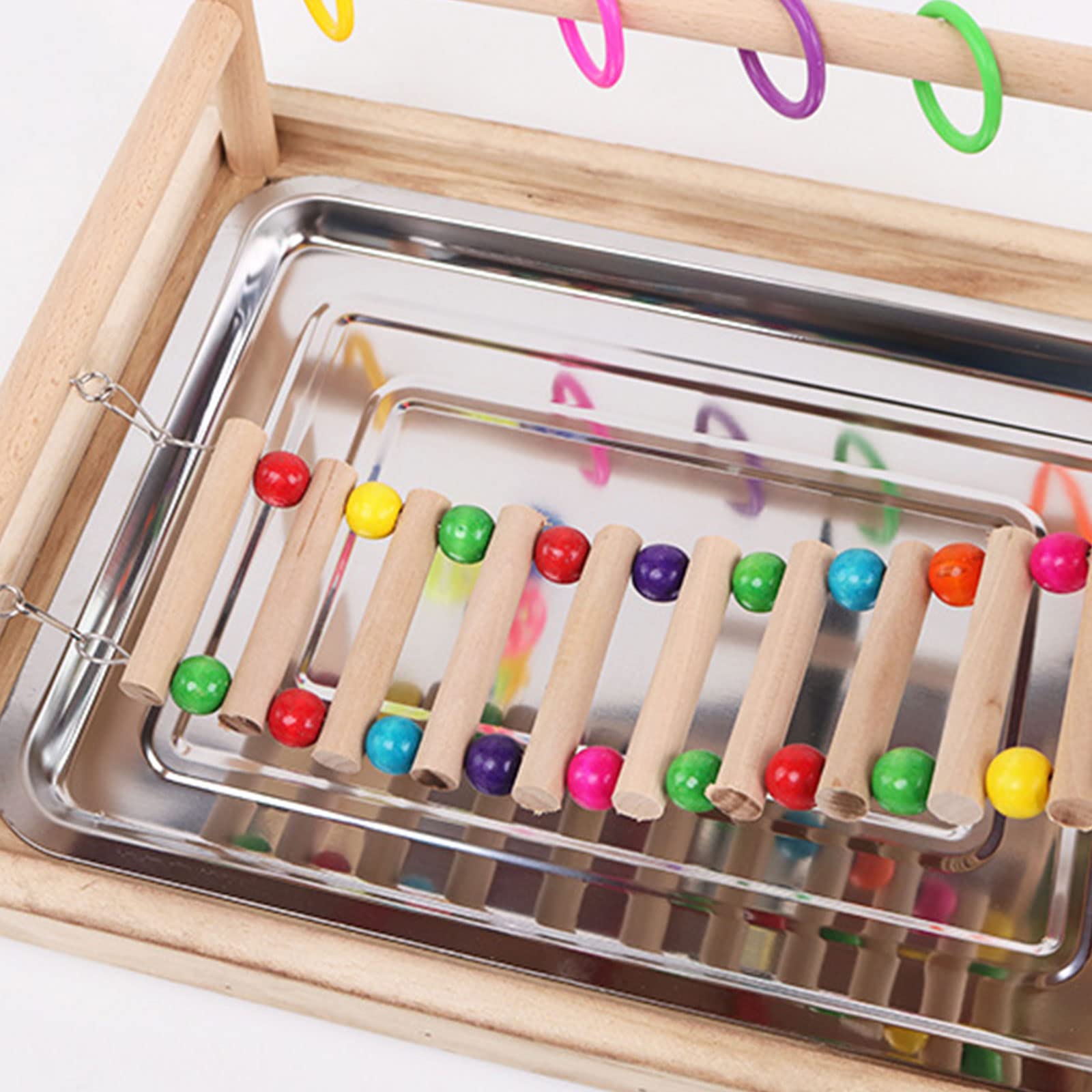 Vogelsitz, Papageien, Spielständer, Nymphensittiche, Spielständer, Spielzeug mit Leiter, Kauspielzeug, Futterbecher, Übung und Spielen für Vögel, Vogelspielplatz, Naturholz Sitzstangenständer mit groß
