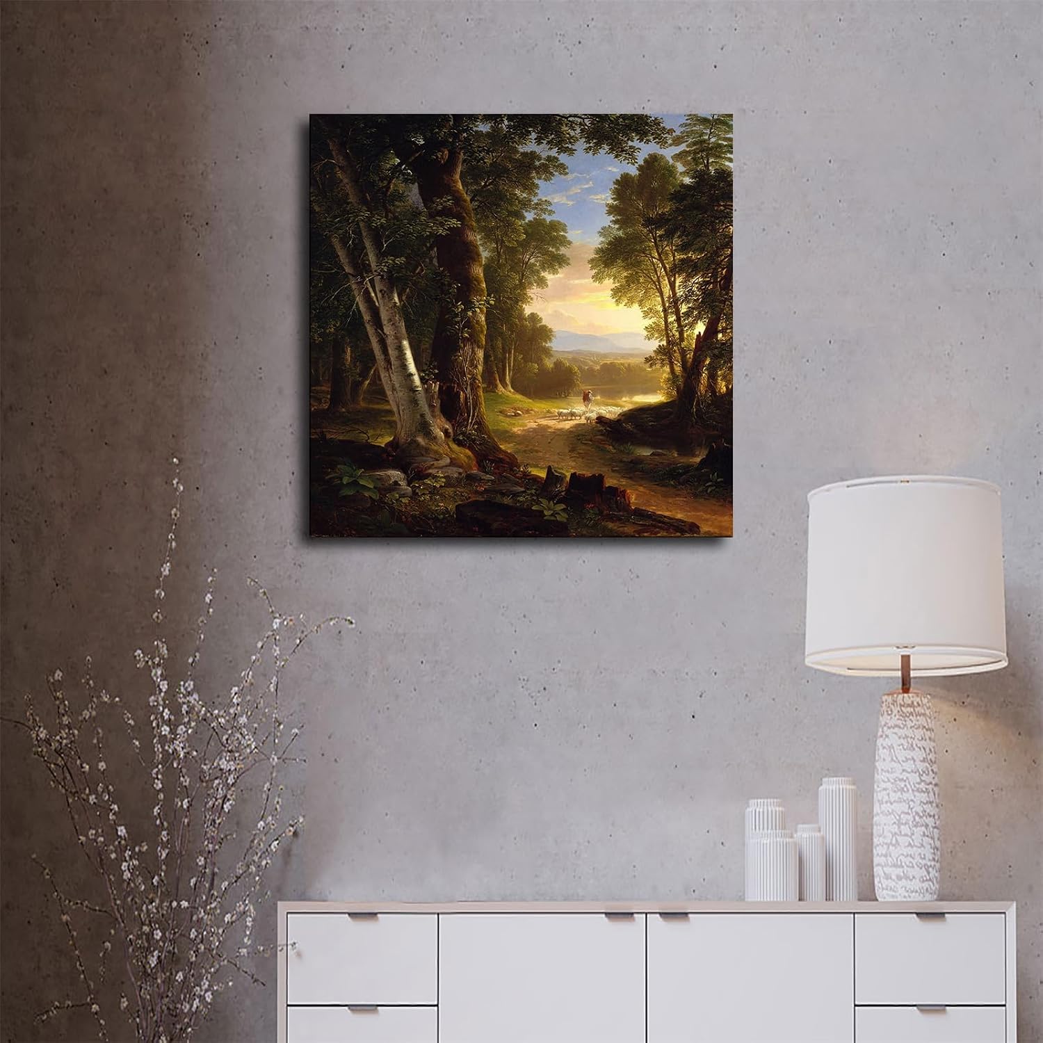 Asher Brown Durand - The Beeches Poster Modern Wall Art HD Picture Canvas Printing Family Bedroom Office Artwork Decor (10x10-framed) image 3