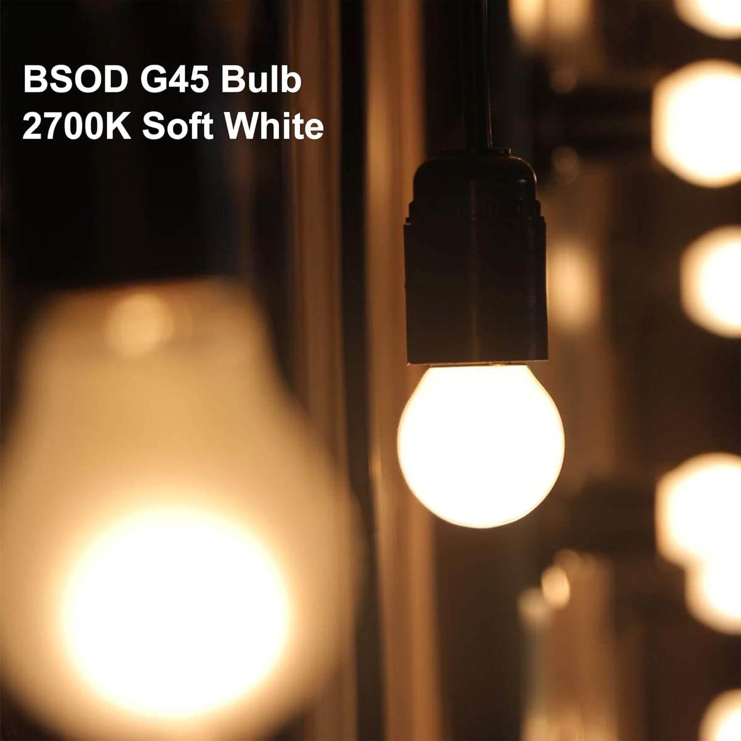 BSOD G45 LED Light Bulbs with E26 Base | 2700K Warm Soft White, Full Spectrum | 5W Eq 40W Appliance Bulbs for Refrigerator, Table Lamps, Home, Plants, Freezers & Chandelier (2 Warm White Bulbs)