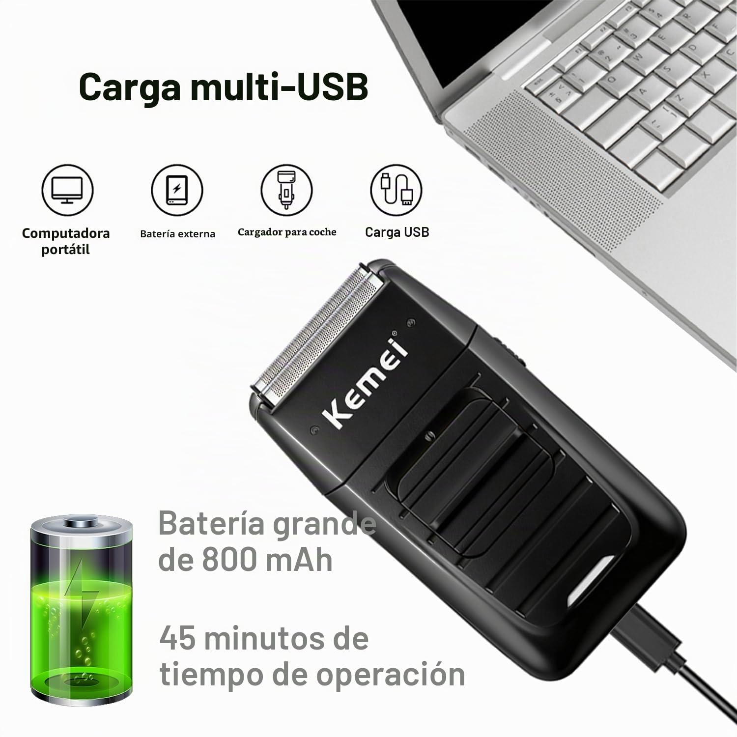 KEMEI Juego de cortadoras de pelo profesionales y afeitadoras de aluminio, cortadoras de pelo inalámbricas para hombres, kit de maquinilla de afeitar eléctrica de peluquería con cuchilla en T