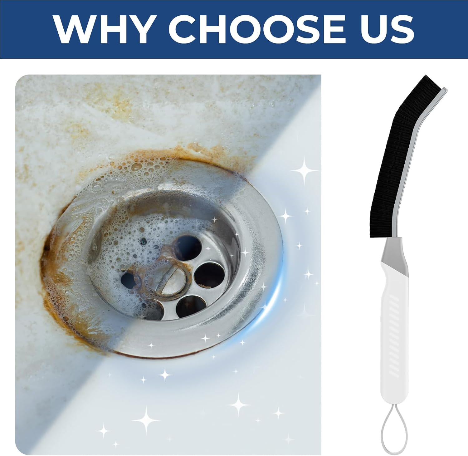 Crevice Cleaning Brushes, Scrub Brush Tool for Hard to Reach Tight Spaces, Home Essentials Cleaning Supplies for Shower, Bathroom, Kitchen, Toilet，Window (2, White)