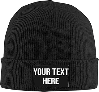 Custom Beanie for Men Women Personalized Your Own Text Logo Watch Cap Unisex Cuffed Knit Hat Black