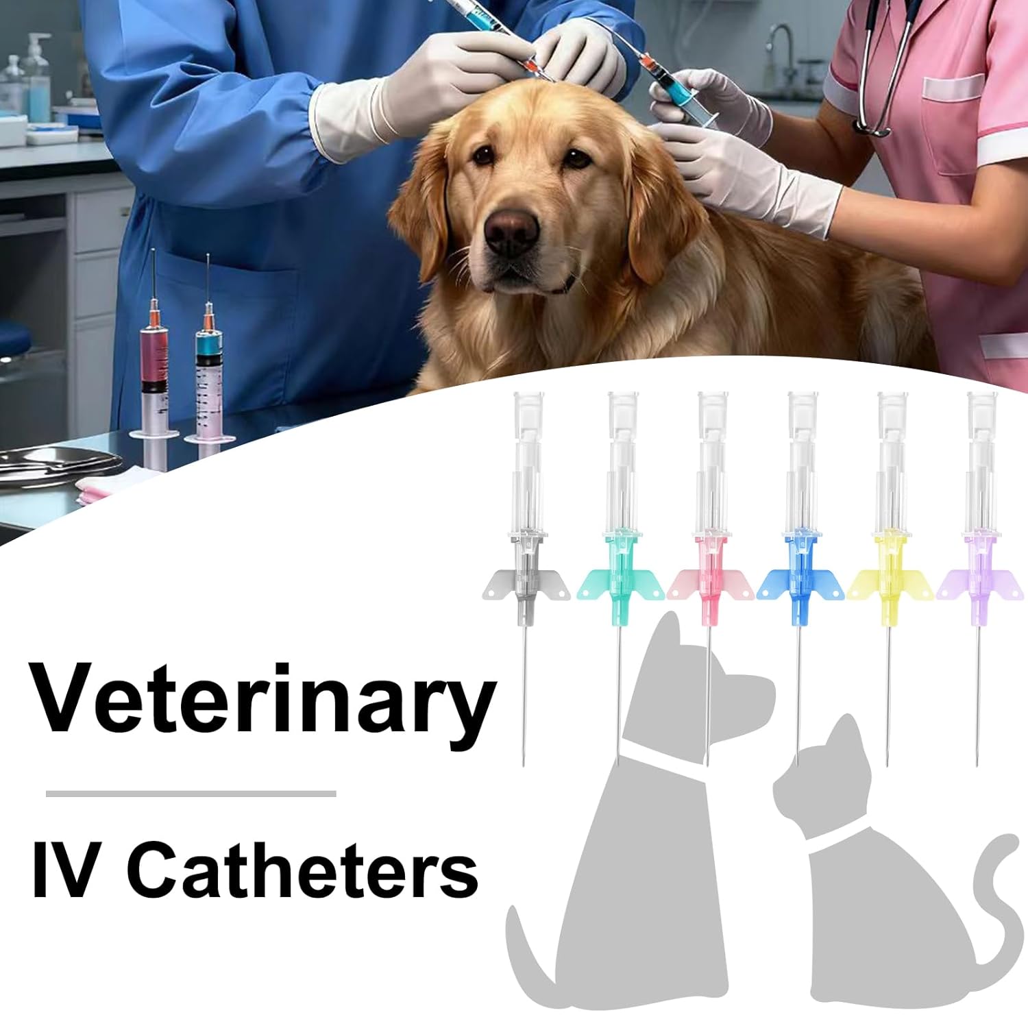 25-Pack Pet IV Tubing Catheters 18G-26G - Sterile Veterinary IV Catheter for Dogs, Cats and Small Animals (IV-26G)