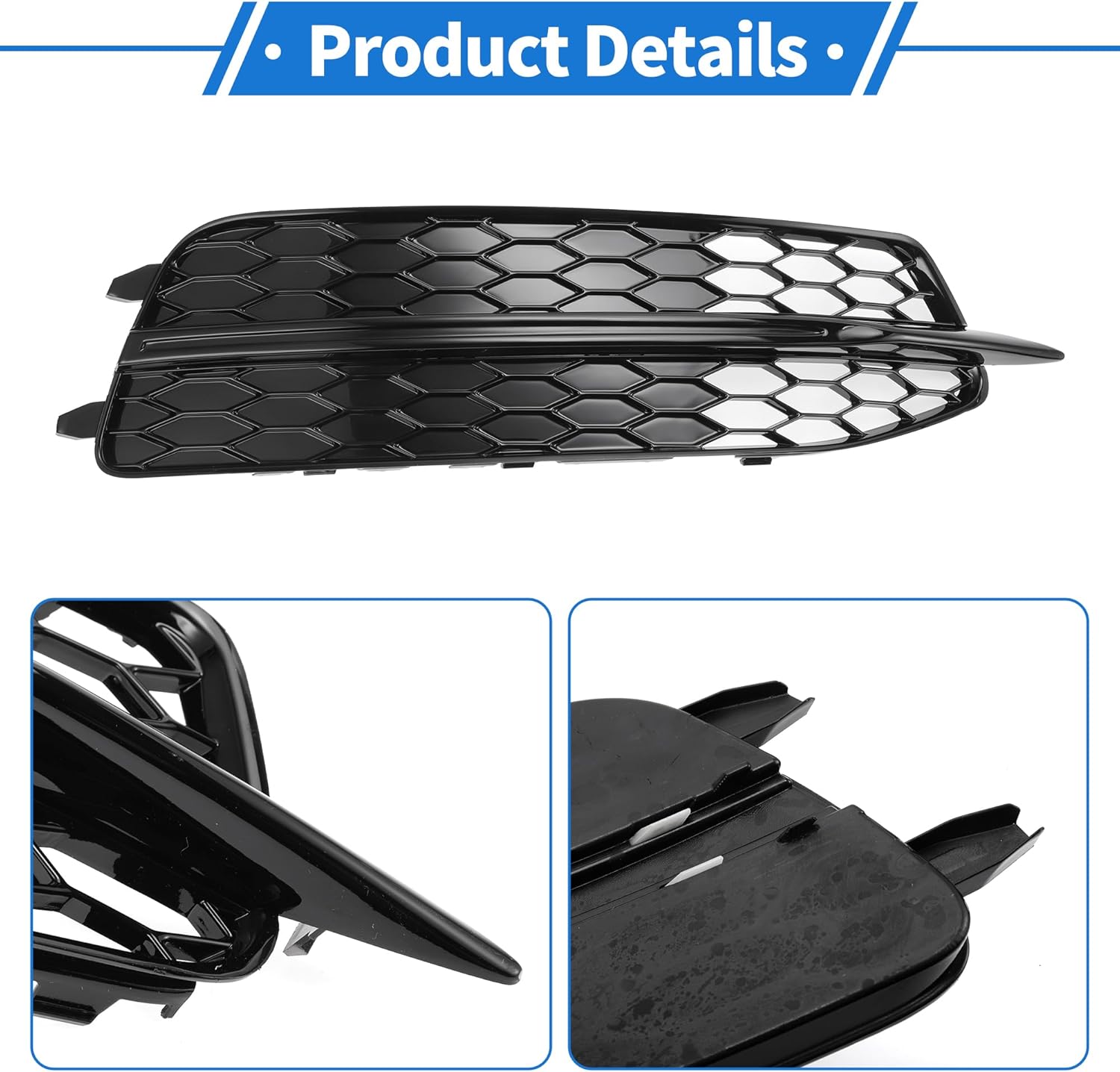 1pc Fog Light Grill for Audi A6 C7 2011-2014 Durable ABS Black Front Right Front Lower Bumper Fog Light Cover Inserts