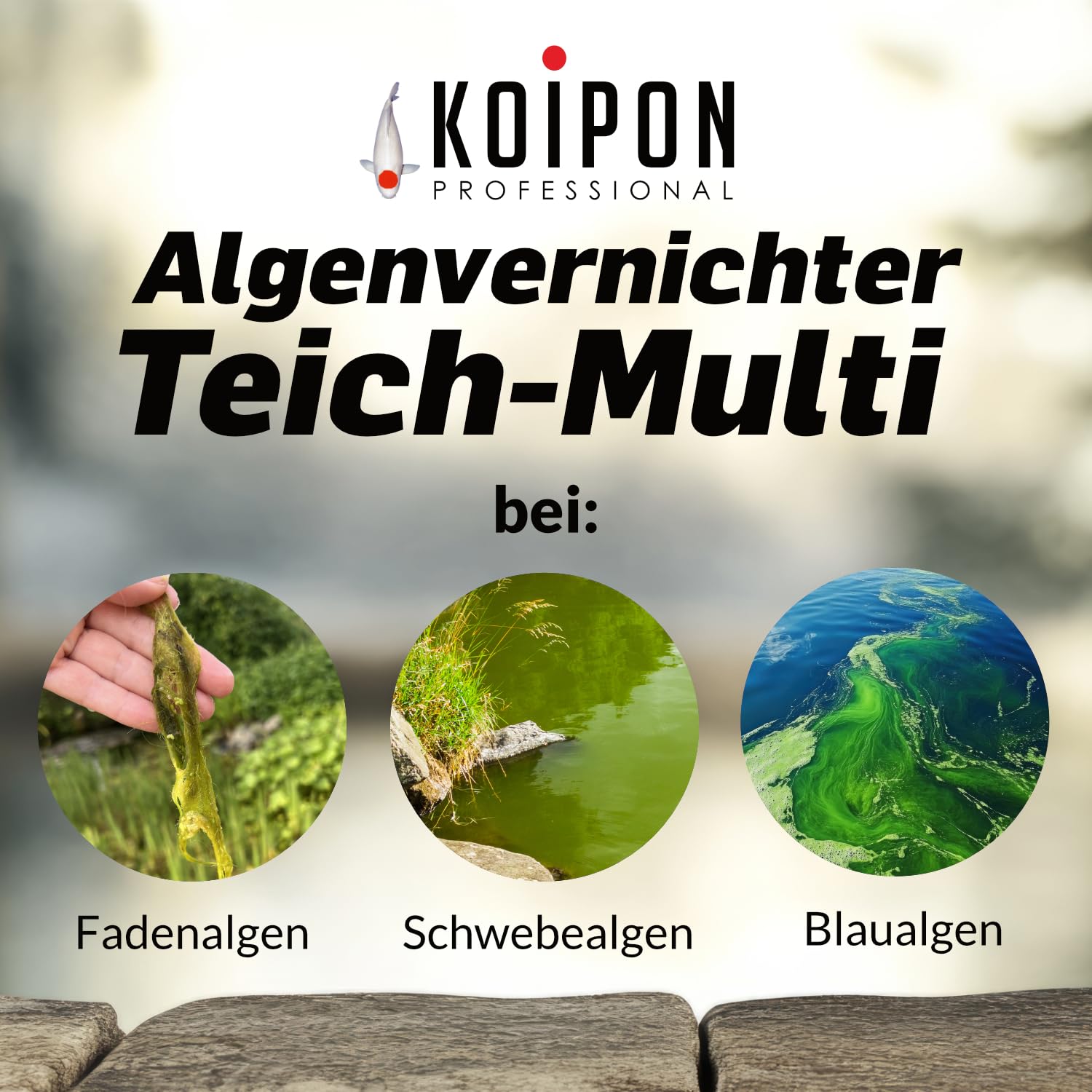 KOIPON Algenvernichter Teich-Multi 1L Gegen Fadenalgen Schmieralgen Schwebealgen Gartenteich