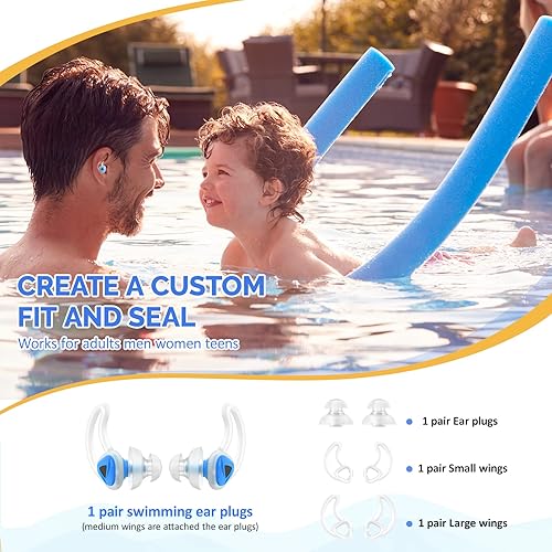 Miniatura 4 de Softvox Tapones para los oídos para nadar, tapones para los oídos para adultos, hombres, mujeres y adolescentes, bloquean el agua, ultra suave,