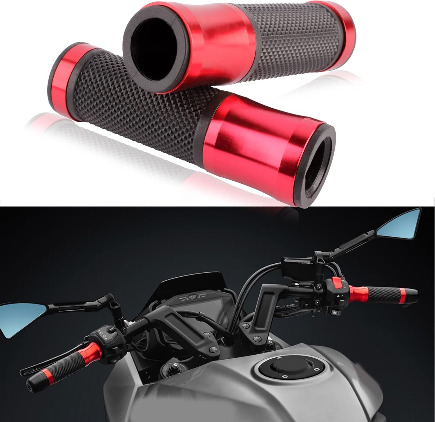 Motorcycle Hand Grips Rubber Handlebar for 7/8 22mm Kawasaki Z1000 Yamaha MT09