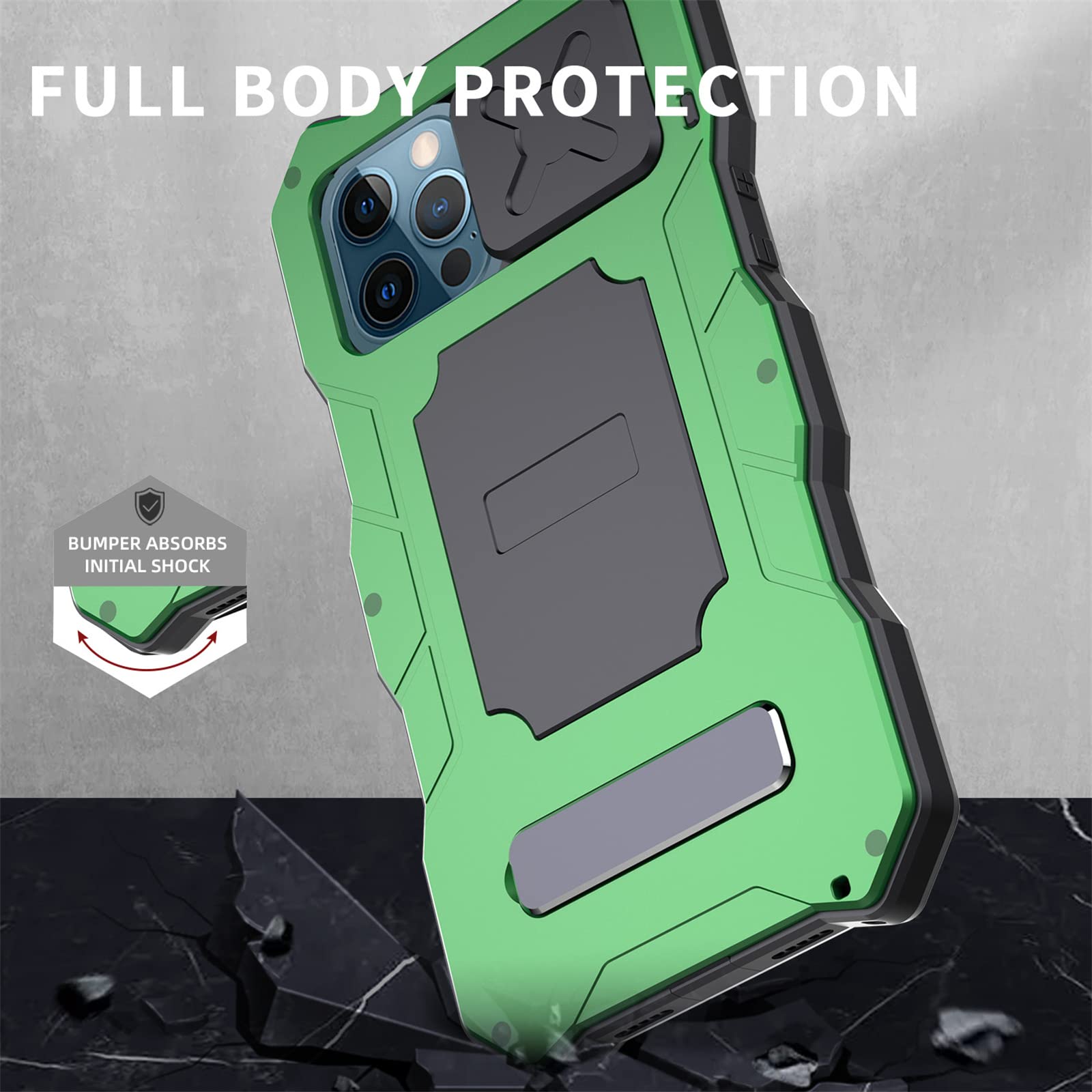 Dexnor Cover Magnetica per iPhone 13 Pro Max Cover Compatibile con MagSafe [Con pellicola protettiva a 360 ° e staffa],Heavy Duty Protezione Militare Grado Shockproof Cover protettiva - Nero