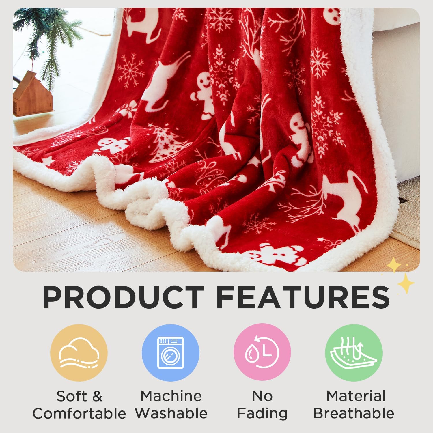 OLAOLA Wearable Blanket with Sleeves, Comfy Sherpa Fleece Blanket Detachable Hoodie for Women Men Adult, Gifts for Christmas