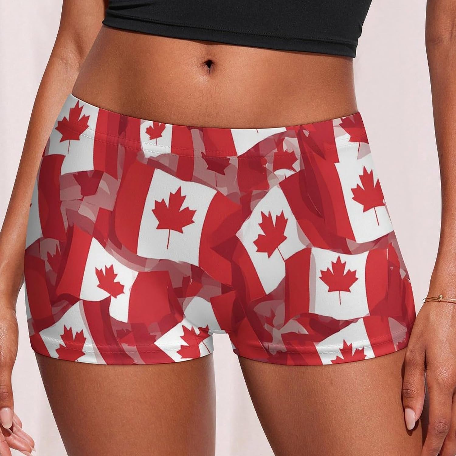 Waving Canadian Canada Flags Fashion Women's Boxer Briefs Breathable Underpants Trunks Stretch Underwear
