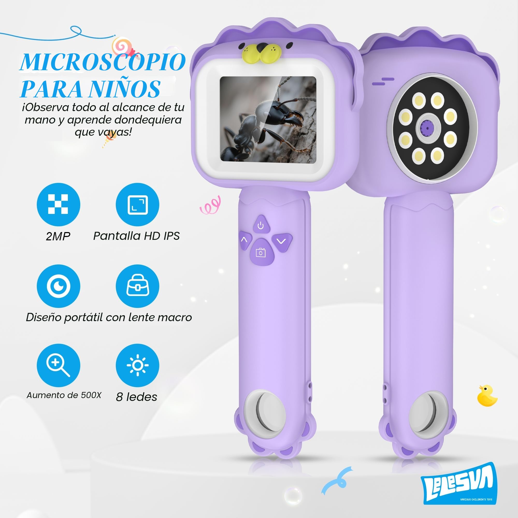 Microscopios para niños, microscopio portátil mini de bolsillo, juguetes educativos de ciencias STEM, para regalos de cumpleaños y Navidad, para niños y niñas de 3 a 12 años
