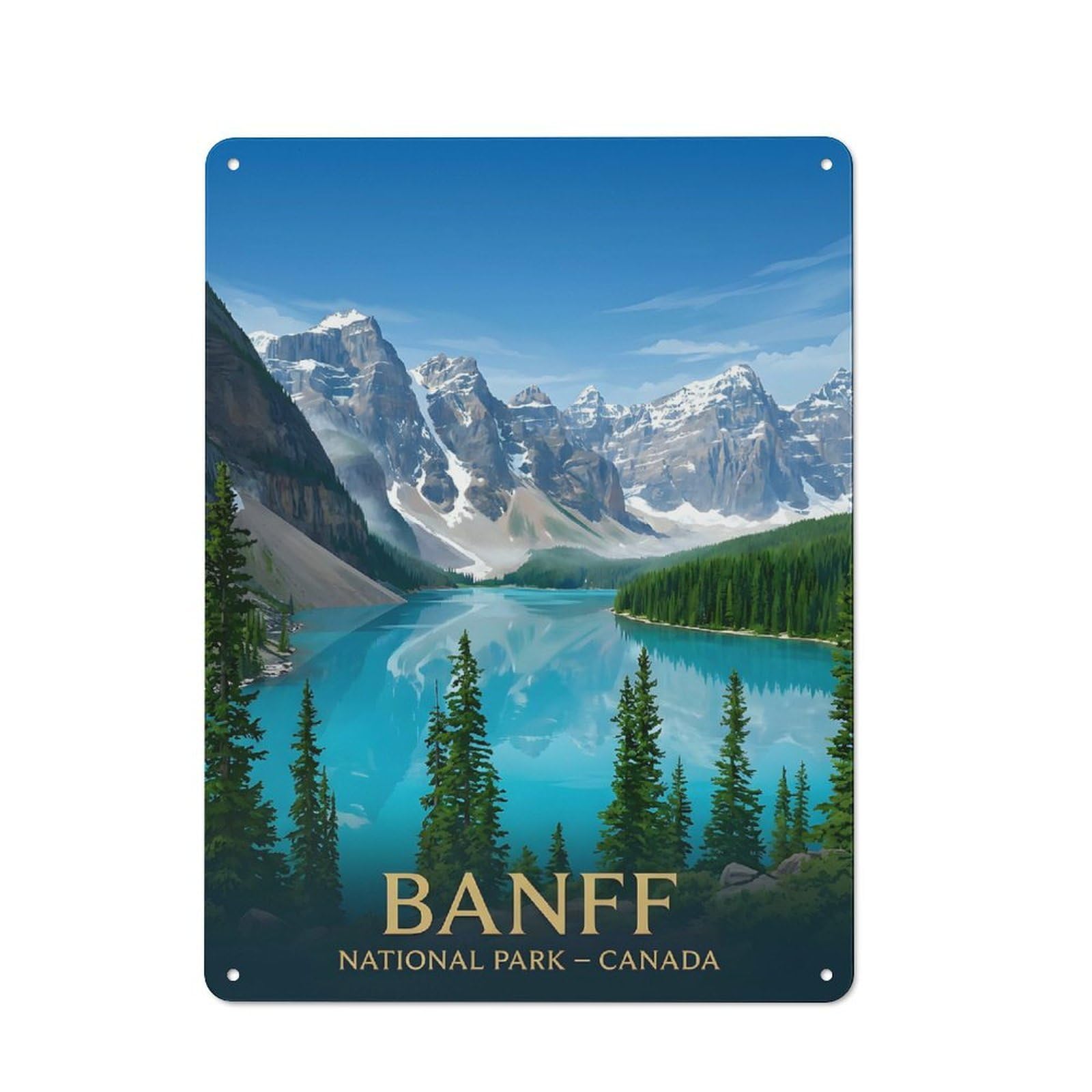Junmoney Style-14 Banff National Park Vintage Vintage Metal Wall Decor 40X30cm, Garden Room Metal Sign For Patio Bar, Workshop, Shed Or Kitchen