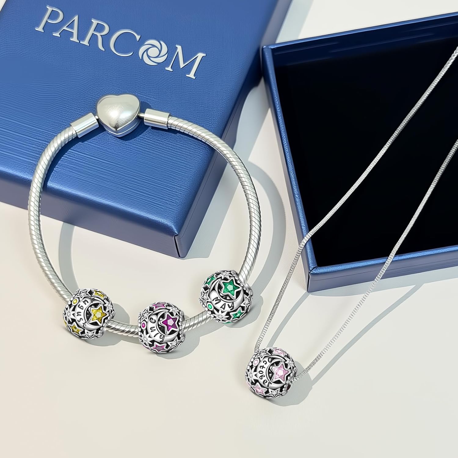 PARCOM Birthstone Charms 925 Sterling Silver for Bracelets, perfect Valentine's Day gift,Bead Charms fit for Pandora Bracelet for Women - Image 4