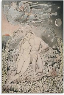 William B-lake Poster Satan Watching The Endearments of Adam And Eve Canvas Painting Poster Wall Art Decorative Picture Prints Modern Decor Framed-unframed 16x24inch(40x60cm)