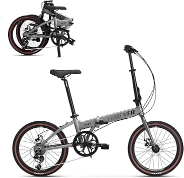 Folding Bike, 20 Inch Folding Bicycle, 8 Speeds, Mechanical Disc Brake, Bicycle, Aluminum Alloy Frame, Adult Speed Bike, 52T Gear, Adjustable Height, Suitable for Height 140-190cm
