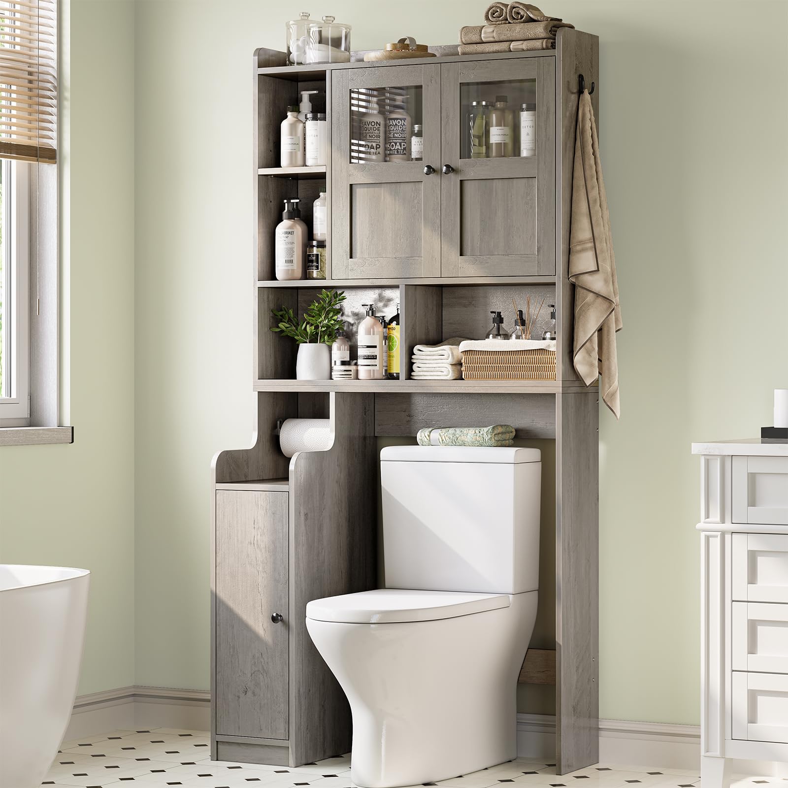 Itaar Over The Toilet Storage Cabinet with Glass Doors