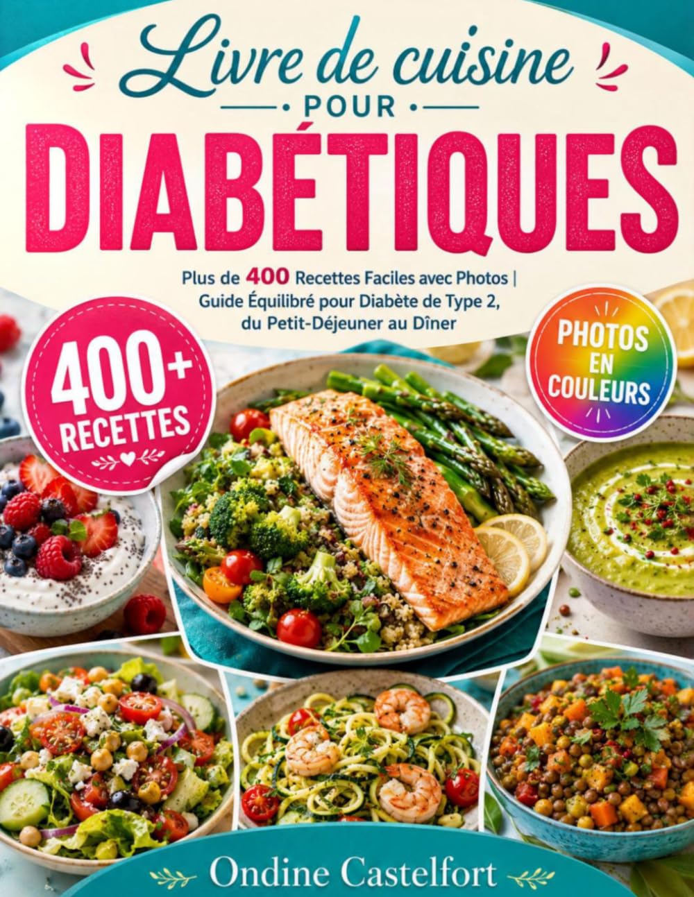 Livre de Cuisine pour Diabétiques: Plus de 400 Recettes Faciles avec Photos | Guide Équilibré pour Diabète de Type 2, du Petit-Déjeuner au Dîner