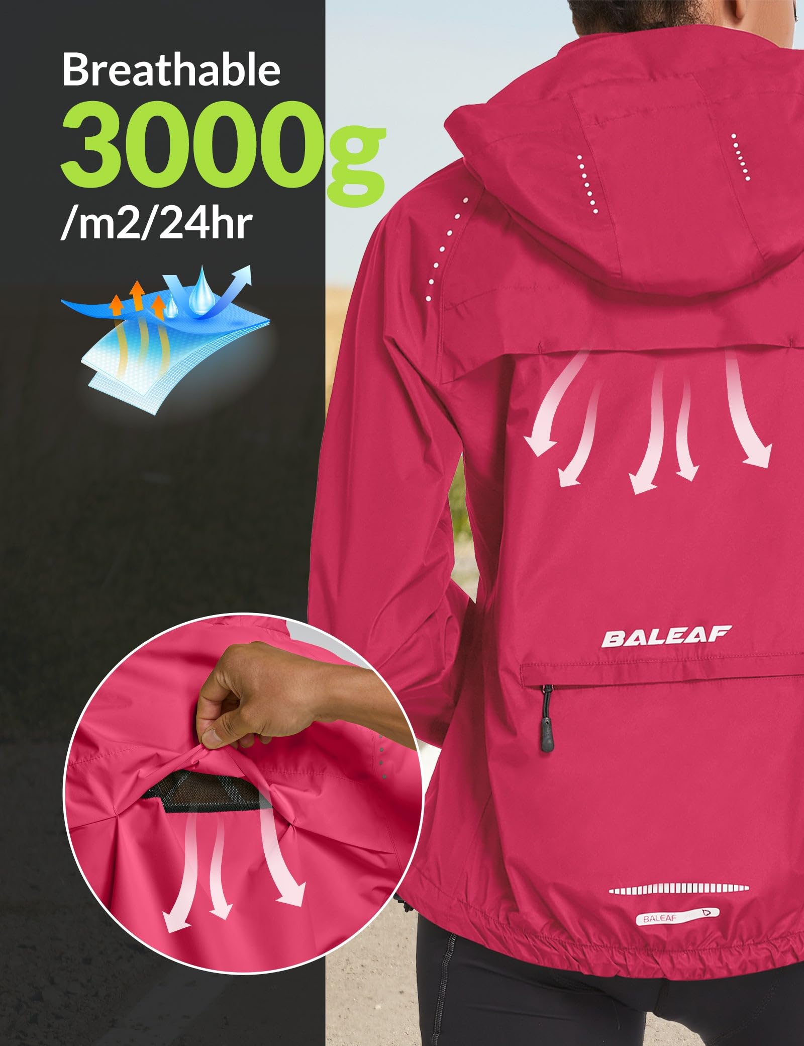 baleaf Cycliste Coupe Vent Femme, Vélo Jacket De Pluie Imperméable Randonnée Les Quatre Saisons Bike Coupe Extérieure Légère Résistante
