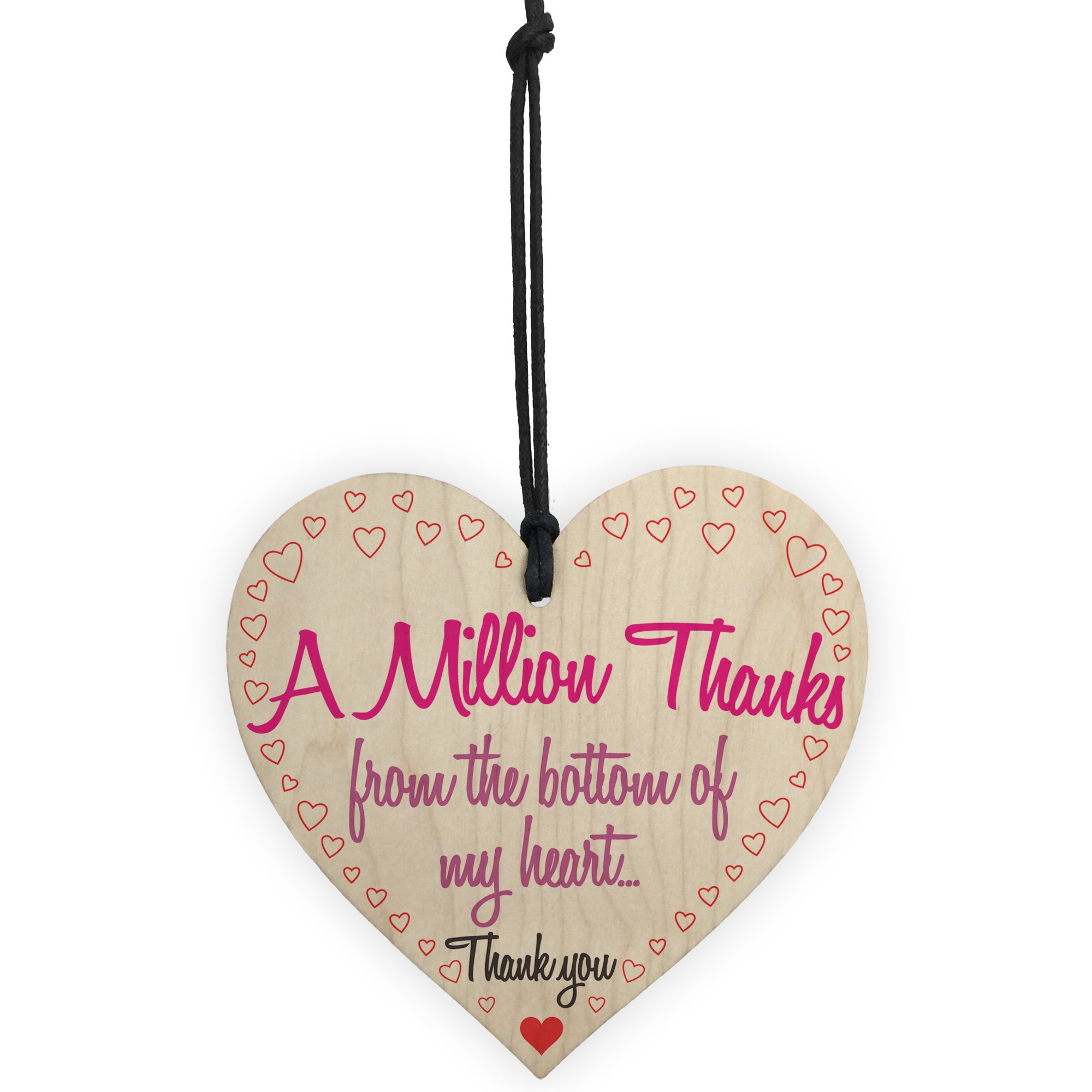 Red Ocean A Million Thanks From My Heart Wooden Hanging Thank You Friendship Love Gift