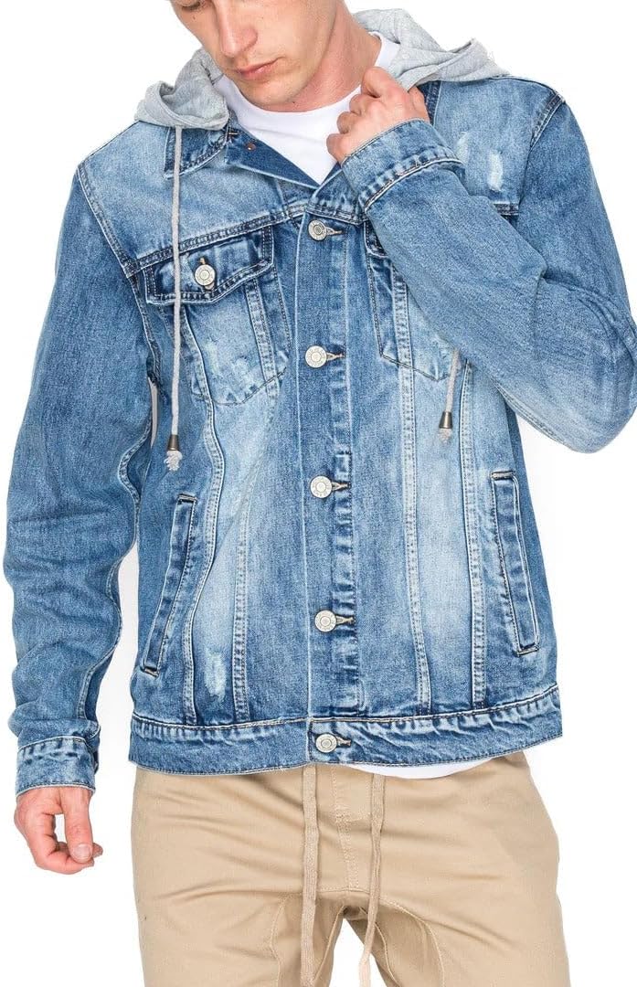 VICTORIOUS Men's Distressed Denim Jacket