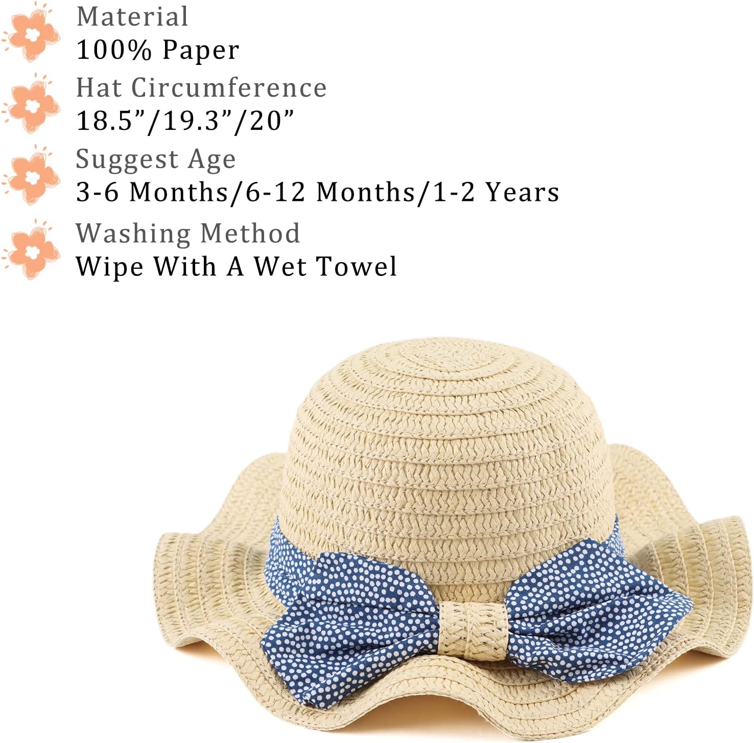 Baby Girl Straw Hat Toddler Summer Beach Hats with Bowknot Sun Protection Hats for Kids Girls - Image 6