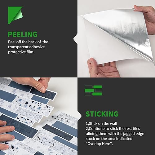 Miniatura 7 de LONGKING Azulejo de protección contra salpicaduras para cocina, azulejos adhesivos en la pared, baño (piedra azul)