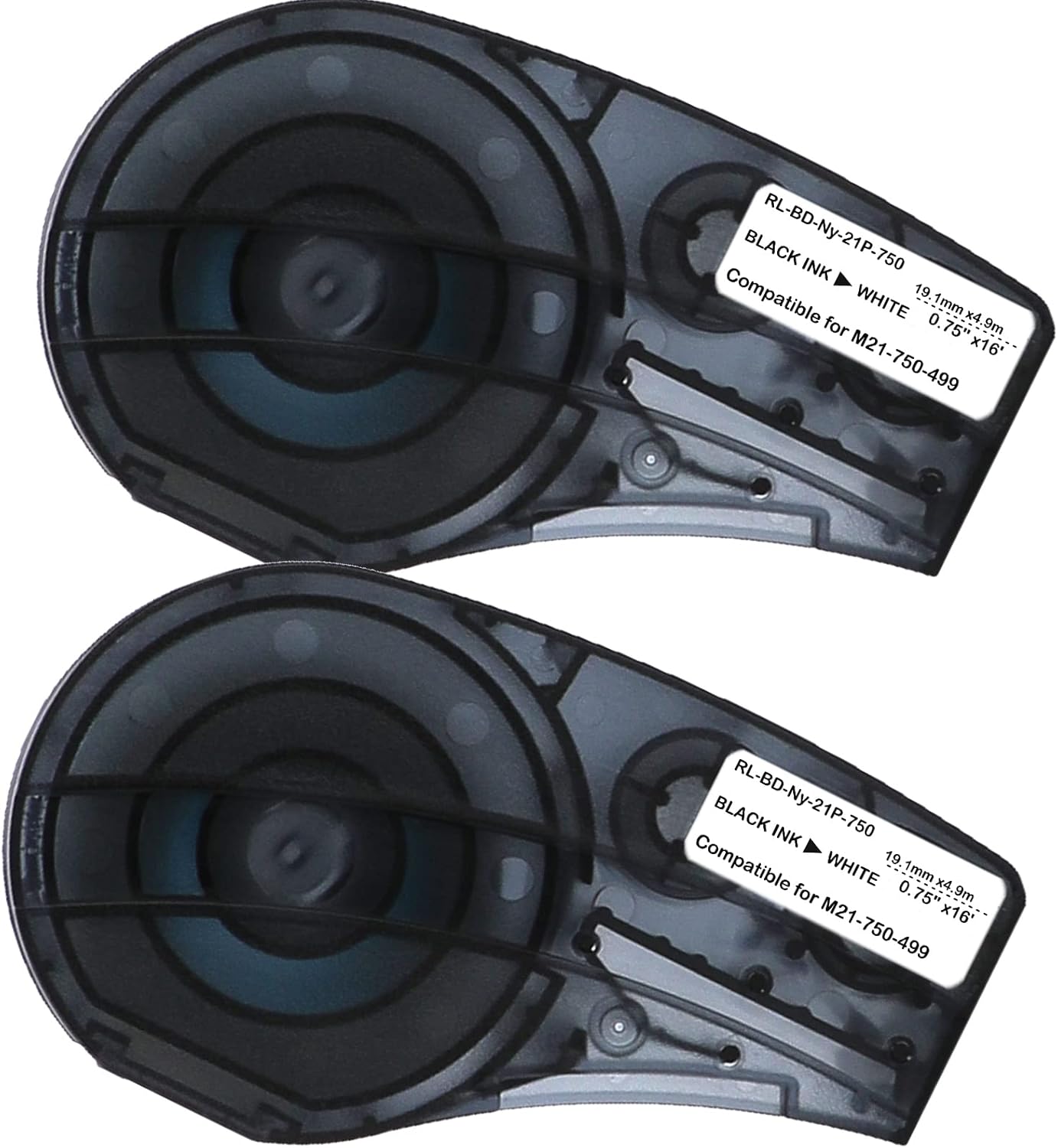 Compatible Label Tape Replacememt for M21-750-499-Work with BMP21-PLUS/LAB Black on White 3/4" High Adhesion Nylon Cloth-16' Length-0.75" Width- 2 Pack