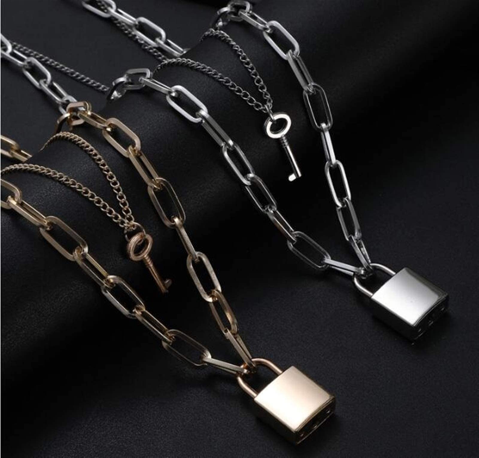 Collier pendentif cadenas plaqué or - Collier chaine plaqué or – Elise