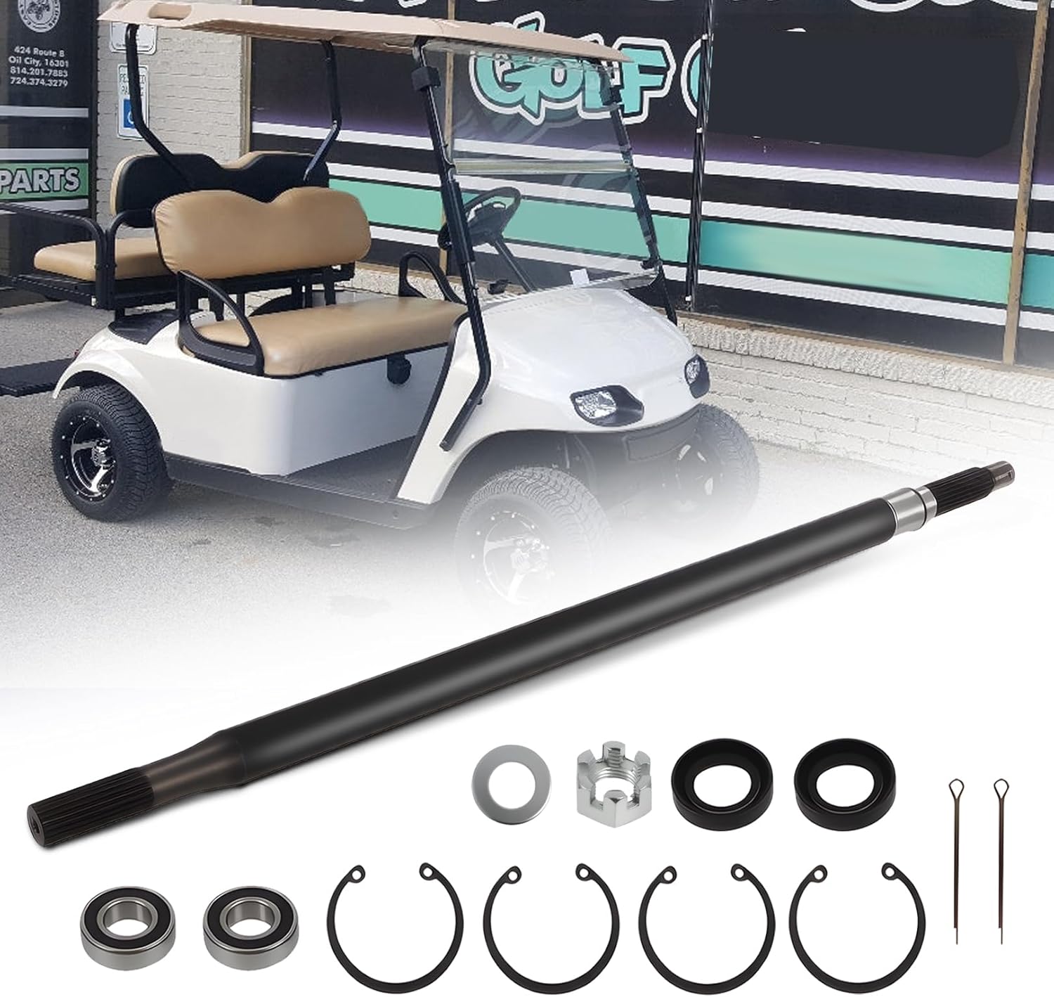 20377-G11 Golf Cart Driver Side Rear Axle Shaft Compatible with TXT/Medalist Electric 1994-2013