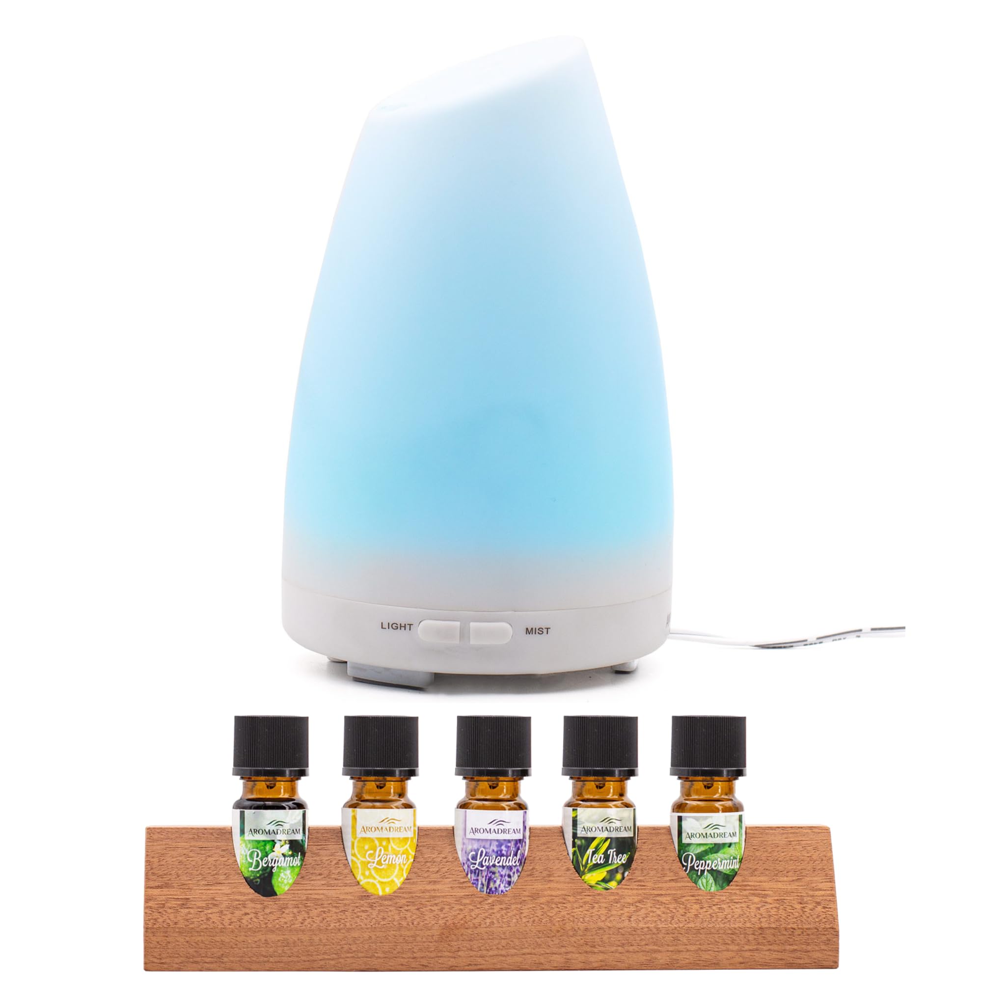 Candle-Brothers elektrischer Aroma Diffusor Set mit ätherischen Ölen | Luftbefeuchter Für Zuhause | Aroma Diffuser Curacao | 100ml Wassertank | Aromatherapie für Yoga
