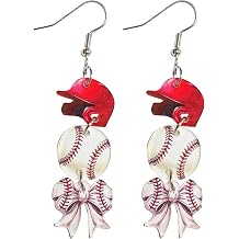 Cute Sport Ball Dangle Drop Earrings Love Heart Helmet Bowknot Tennis Football Baseball Basketball Volleyball Soccer Dangling Earrings for Women Sport Jewelry Gifts