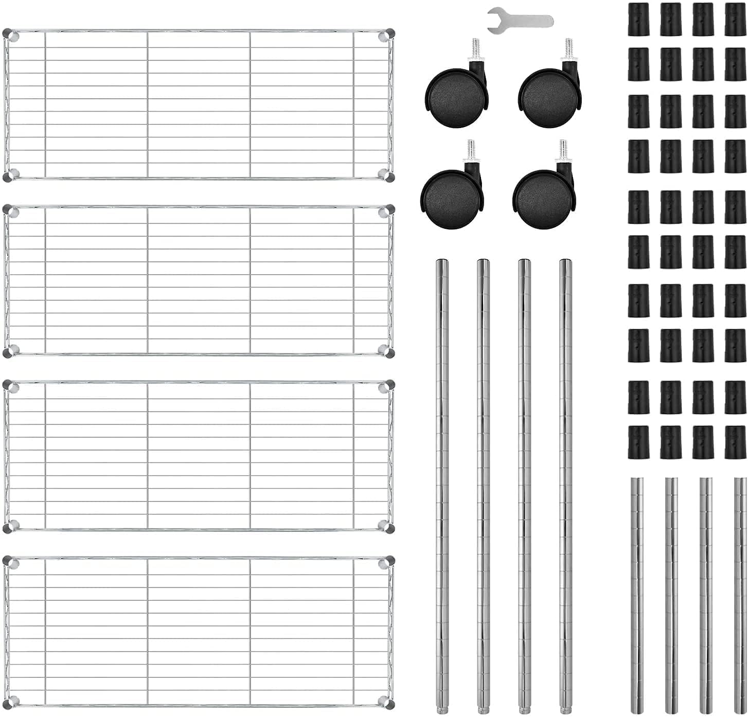 Simple Deluxe Heavy Duty 4-Shelf Storage Shelving Unit, 35.83D x 13.98W x 55.91H Steel Organizer Wire Rack with 1000Lb Capacity, Chrome - Image 5