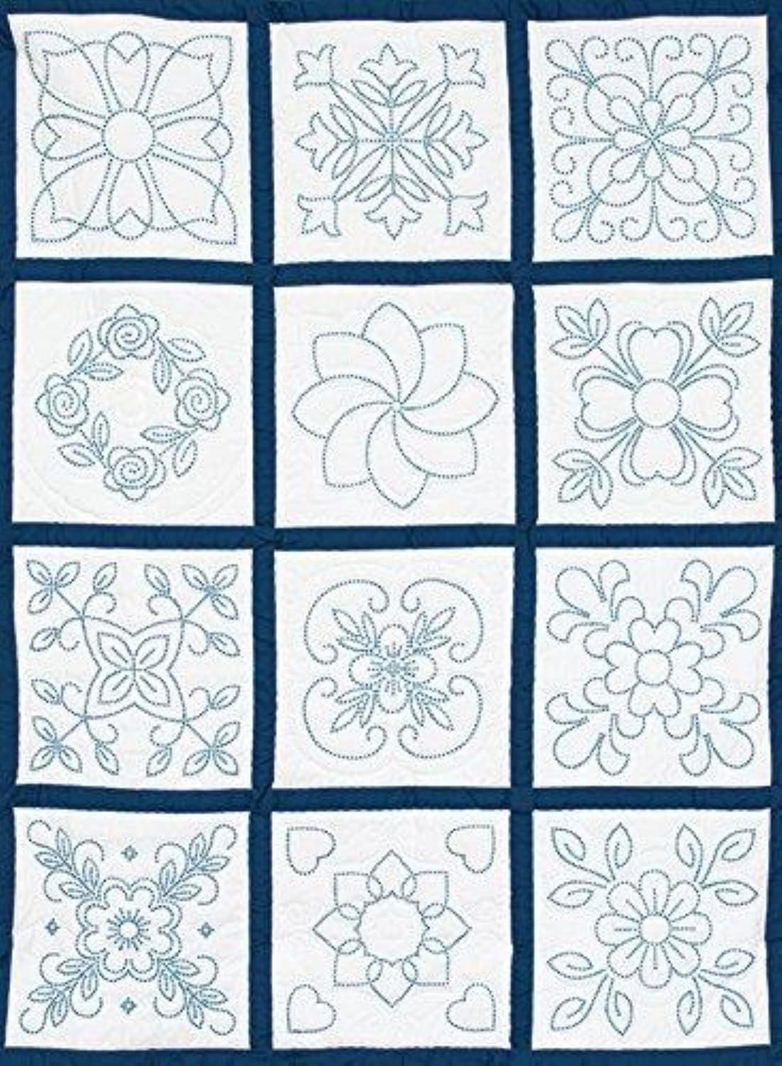 Jack Dempsey Needle Art Classic Cross-Stitch Sampler Quilt, White